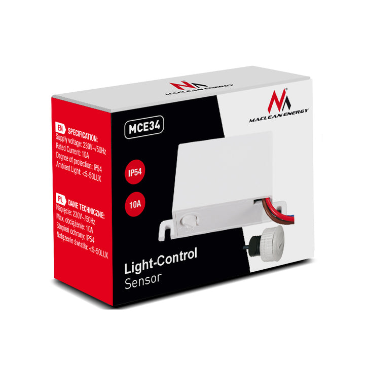 Interrutore Crepuscolare Sensore 2300W Sonda Esterna Rilevatore Maclean MCE34