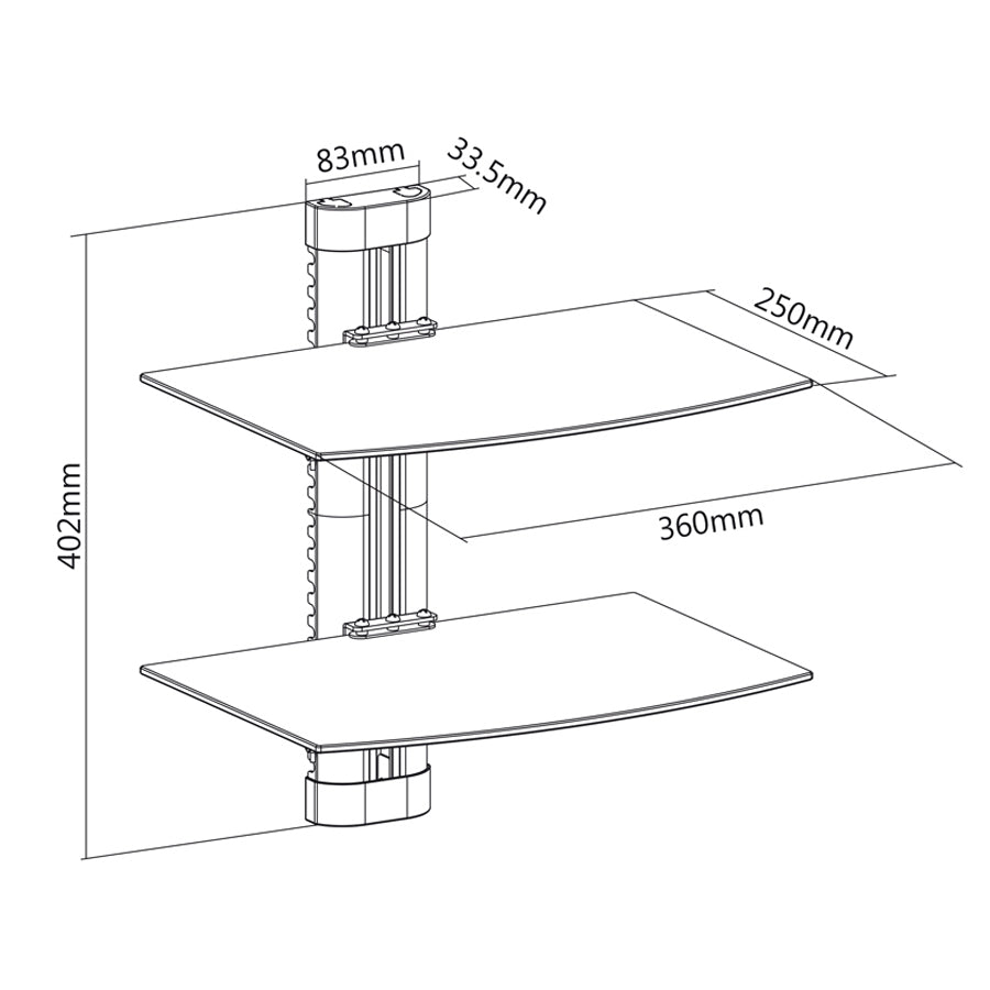 Supporto DVD da Parete Doppia Mensola in Vetro Scaffale da Muro Console PS3 PS4 Xbox