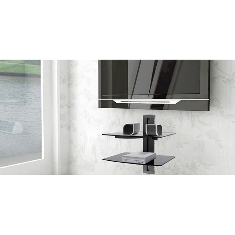 Supporto DVD da Parete Doppia Mensola in Vetro Scaffale da Muro Console PS3 PS4 Xbox