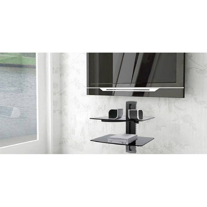 Supporto DVD da Parete Doppia Mensola in Vetro Scaffale da Muro Console PS3 PS4 Xbox