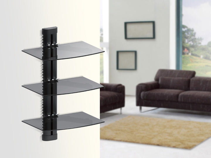 Supporto DVD da Parete Tripla Mensola in Vetro Scaffale da Muro Console PS3 PS4 Xbox