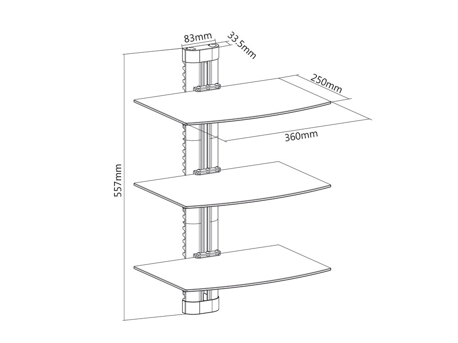 Supporto DVD da Parete Tripla Mensola in Vetro Scaffale da Muro Console PS3 PS4 Xbox