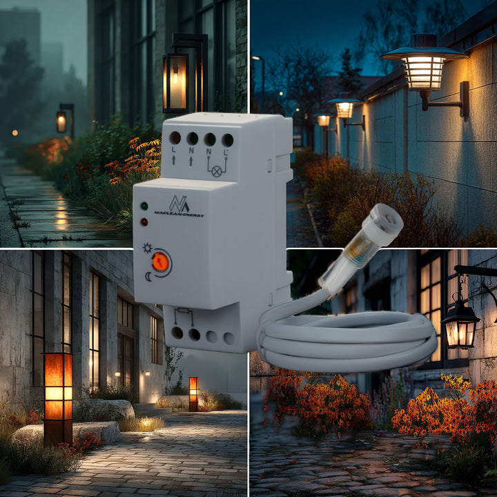 Interruttore Crepuscolare DIN 3000W Maclean MCE83 Risparmio Energia Elettrica