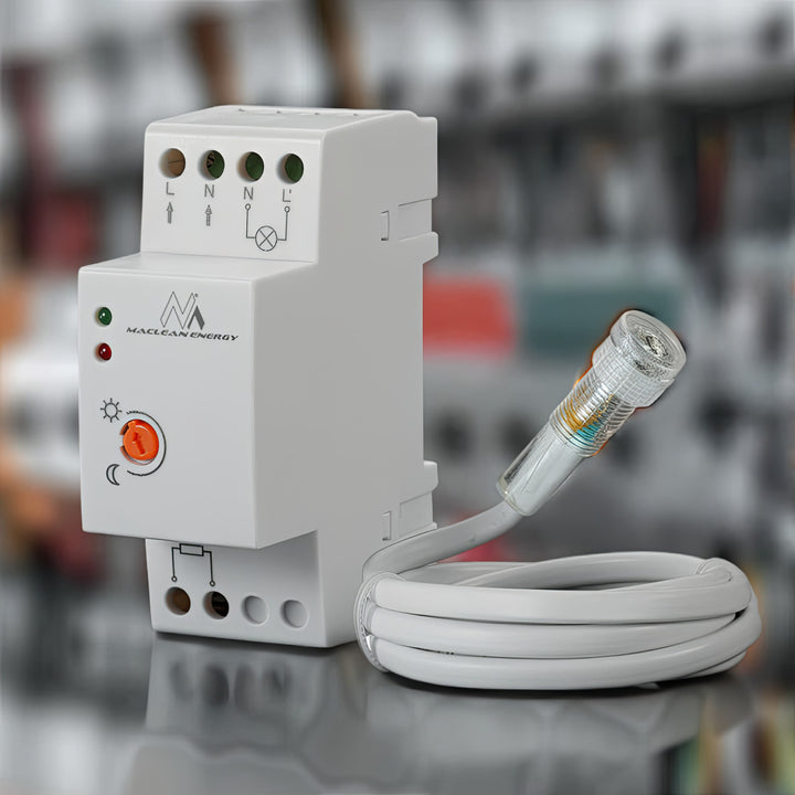Interruttore Crepuscolare DIN 3000W Maclean MCE83 Risparmio Energia Elettrica
