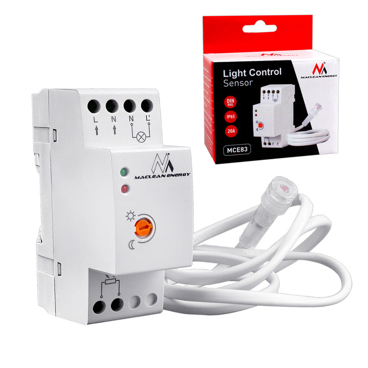 Interruttore Crepuscolare DIN 3000W Maclean MCE83 Risparmio Energia Elettrica