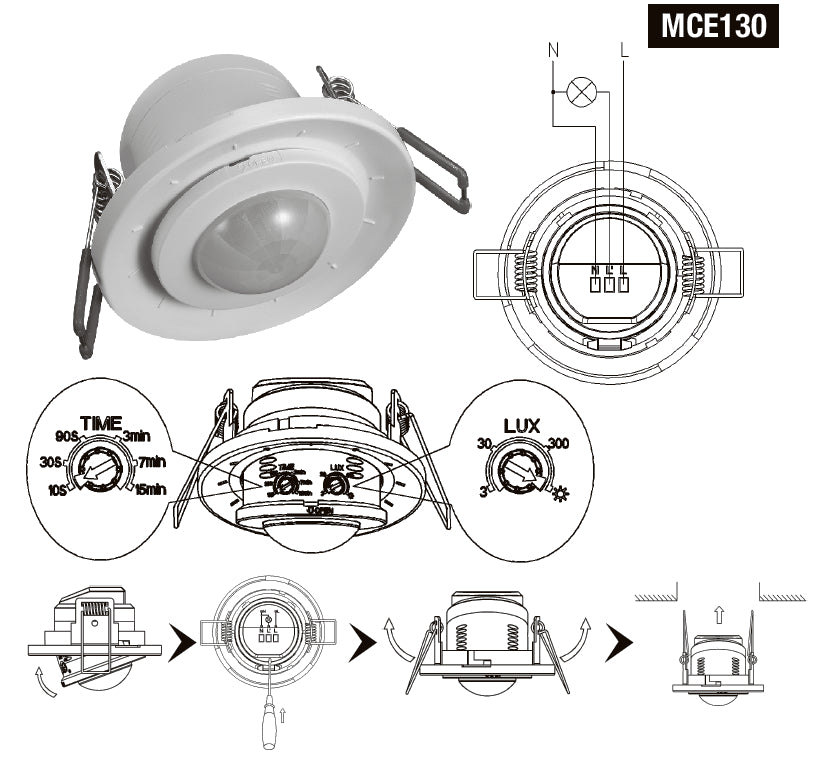 Rilevatore Movimento Sensore PIR 360 Gradi Maclean MCE130