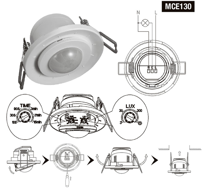 Rilevatore Movimento Sensore PIR 360 Gradi Maclean MCE130