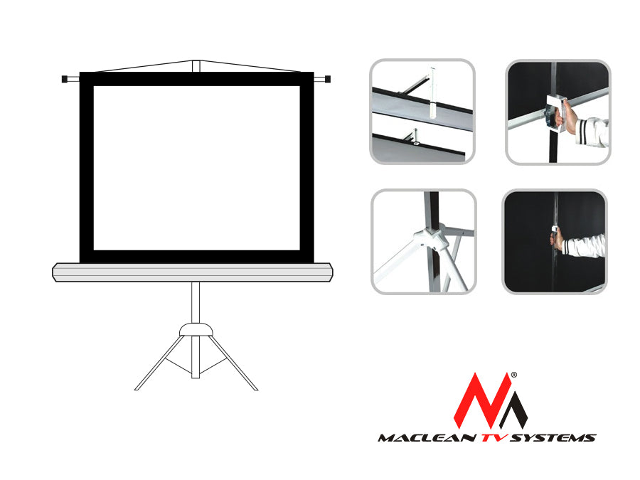 Schermo di proiezione su supporto 112", 1:1, 200x200 Maclean MC-680