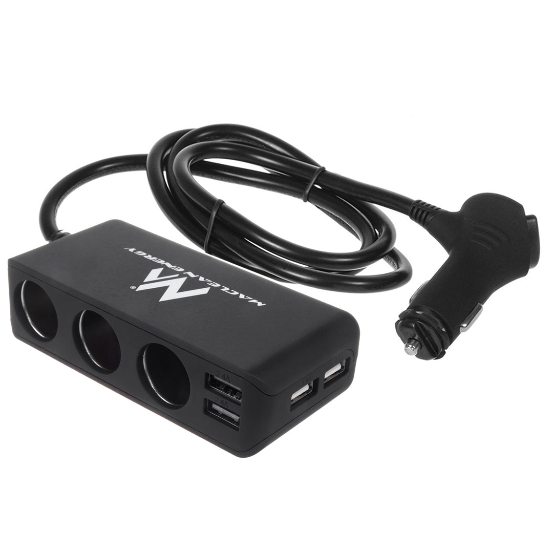 Maclean MCE117 Accendisigari e Adattatore Triple Uscita Doppio USB Adattatore Multipresa 2 porte laterali USB+ 2 porte frontali
