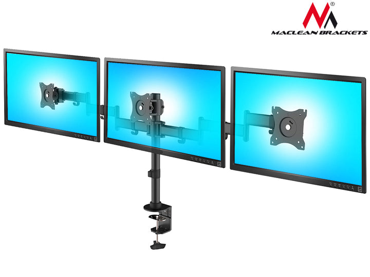 Supporto Da Tavolo Per Tre Monitor 13"-27" 8kg, Vesa 75x75 e 100x100 Maclean MC-691