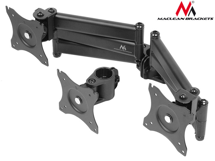 Supporto Da Tavolo Per Tre Monitor 13"-27" 8kg, Vesa 75x75 e 100x100 Maclean MC-691