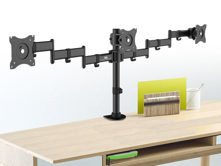 Supporto Da Tavolo Per Tre Monitor 13"-27" 8kg, Vesa 75x75 e 100x100 Maclean MC-691