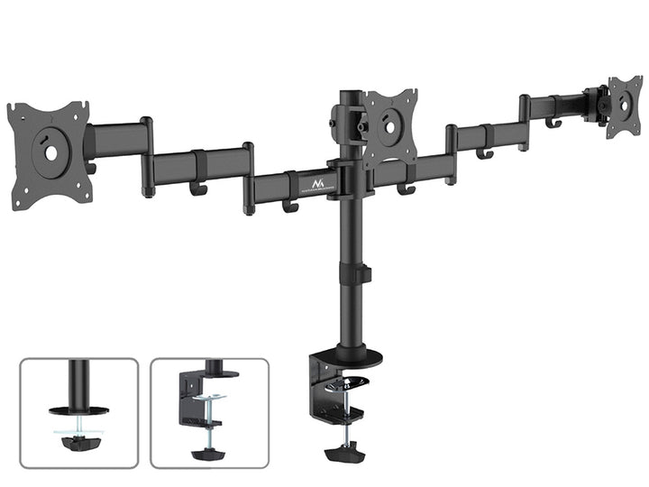 Supporto Da Tavolo Per Tre Monitor 13"-27" 8kg, Vesa 75x75 e 100x100 Maclean MC-691