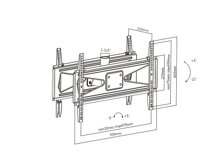 Maclean MC-703 Staffa per due TV anteriore / posteriore 23-75 "50kg universale  nero max vesa 600x400