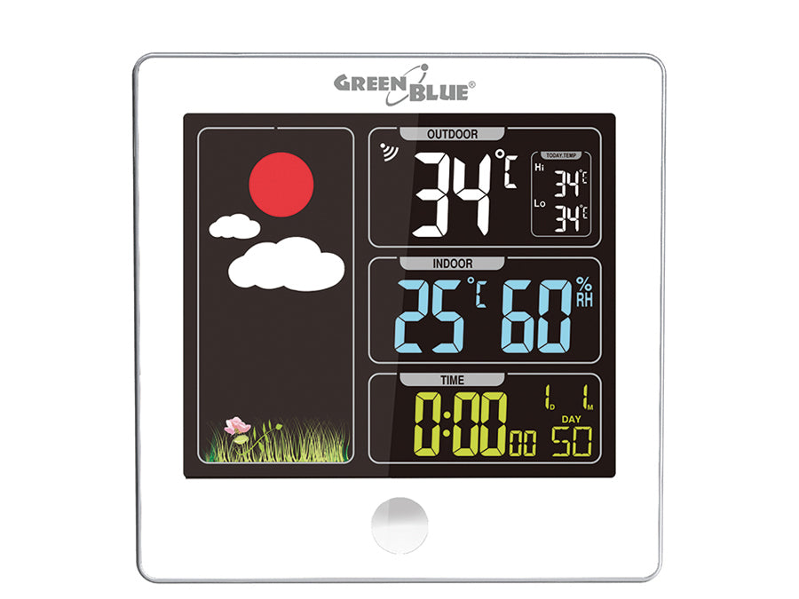 Stazione meteorologica wireless GreenBlue con DCF, bianca, GB521W