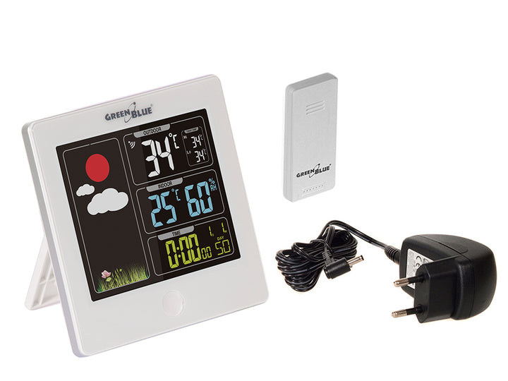Stazione meteorologica wireless GreenBlue con DCF, bianca, GB521W