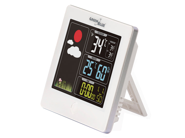 Stazione meteorologica wireless GreenBlue con DCF, bianca, GB521W