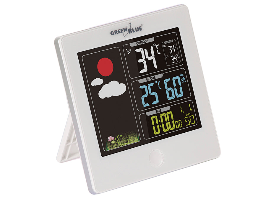 Stazione meteorologica wireless GreenBlue con DCF, bianca, GB521W