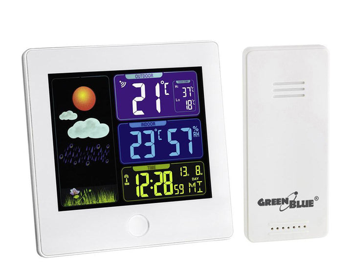 Stazione meteorologica wireless GreenBlue con DCF, bianca, GB521W