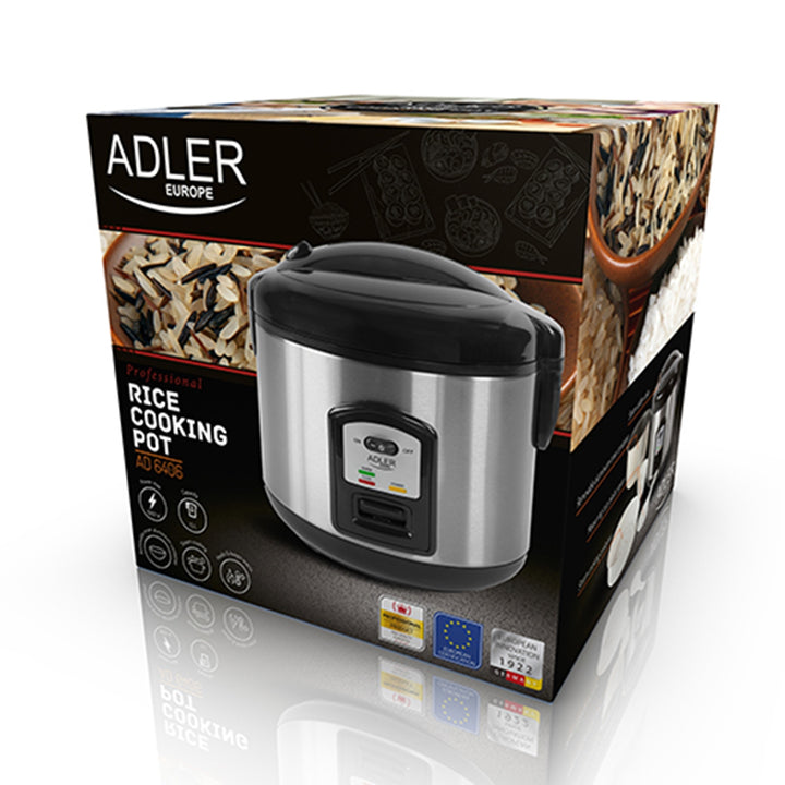 Fornello per riso 1,5 L in acciaio INOX/NERO 1000 W ADLER AD6406