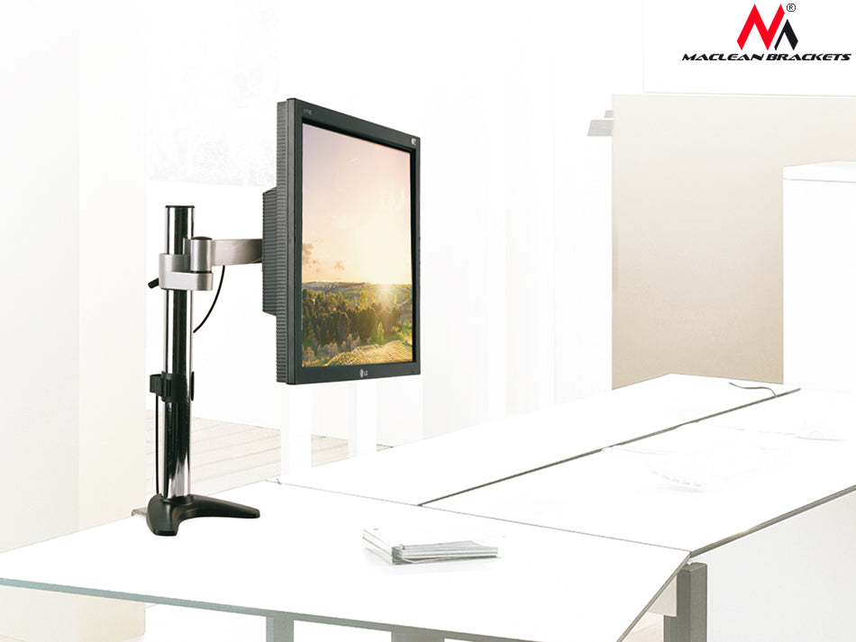 Supporto da tavolo Maclean per monitor LCD, max VESA 100x100, 8 kg, alluminio, MC-717