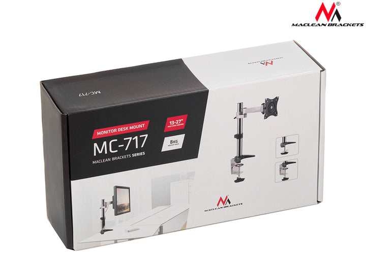 Supporto da tavolo Maclean per monitor LCD, max VESA 100x100, 8 kg, alluminio, MC-717