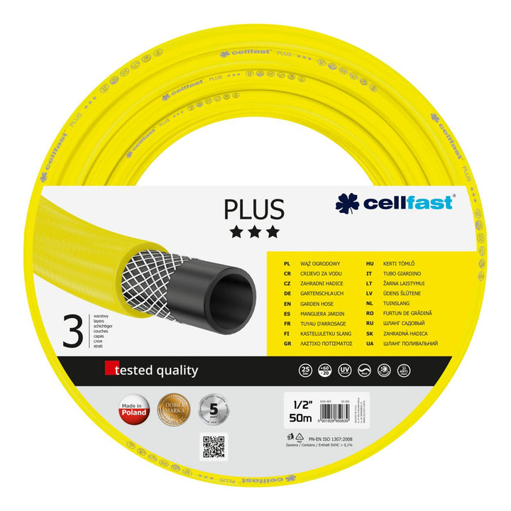 Tubo Da Giardino Durevole a 3 strati Cellfast Plus 1/2" 50m