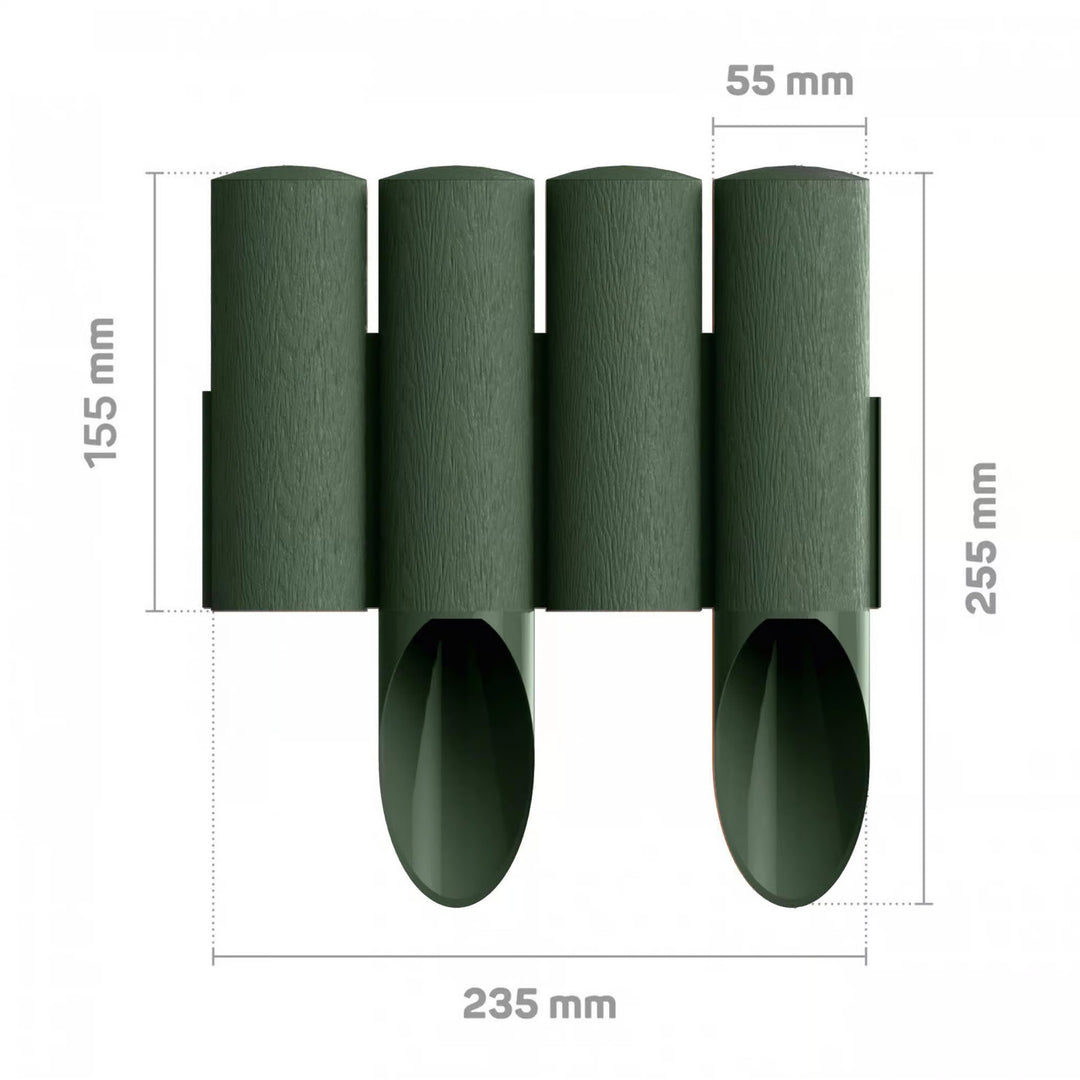 Staccionata da giardino Cellfast, effetto legno, resistente al gelo, lunghezza 2,3 m, colore verde, 34-033