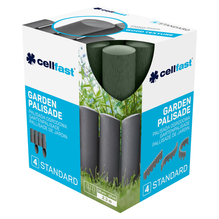 Staccionata da giardino Cellfast, effetto legno, resistente al gelo, lunghezza 2,3 m, colore verde, 34-033