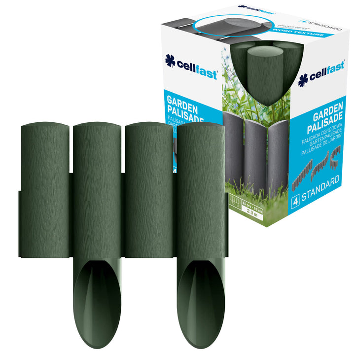 Staccionata da giardino Cellfast, effetto legno, resistente al gelo, lunghezza 2,3 m, colore verde, 34-033