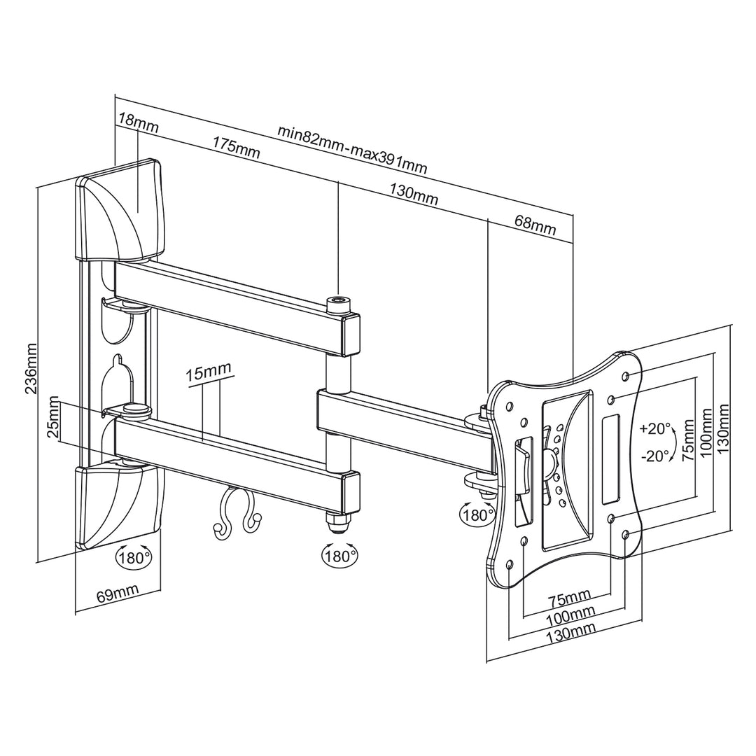 Supporto TV a muro 13-27" VESA 100x100 Maclean MC-719