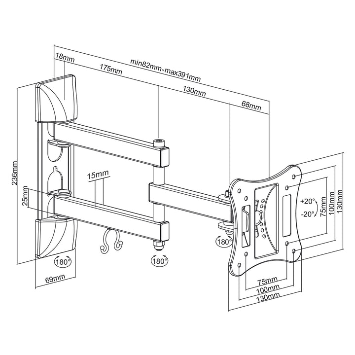 Supporto TV a muro 13-27" VESA 100x100 Maclean MC-719