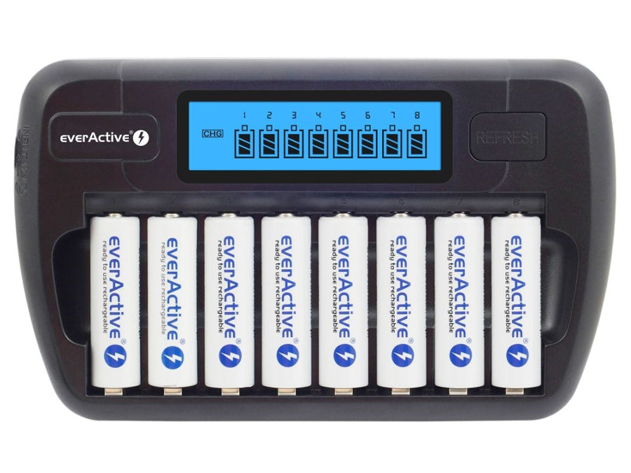 Caricabatterie professionale everActive NC-800 da 8 batterie
