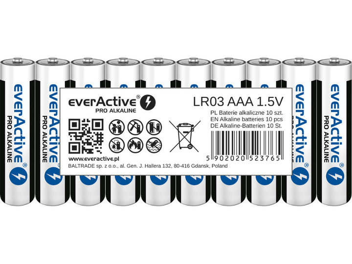Batterie Ministilo  alcaiche everActive LR03 AAA Set di 10 batterie
