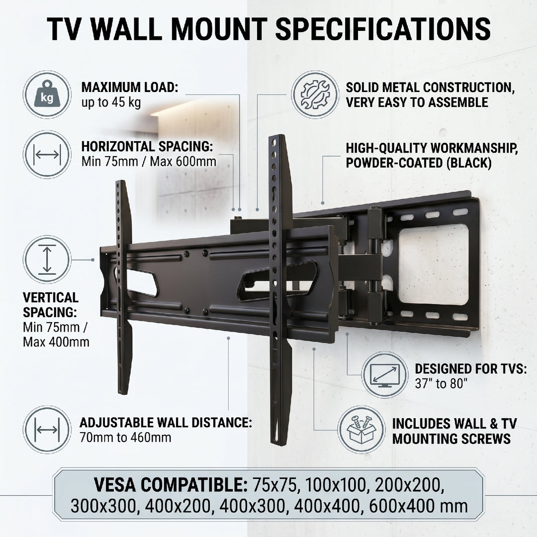 Supporto da parete universale Maclean per TV o monitor LCD con schermo da 37" a 80" MC-723