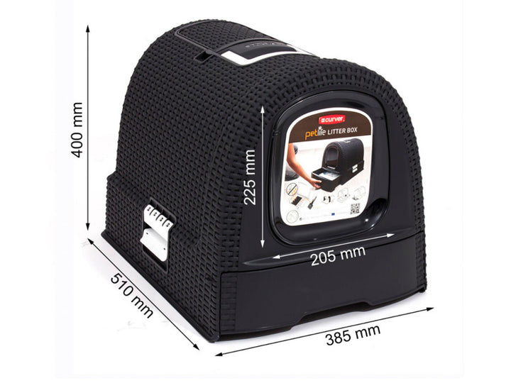 Lettiera Gatto Curver Litter Box Vimini Rattan Finto  Filtro al Carbone Paletta Igienica Grigio