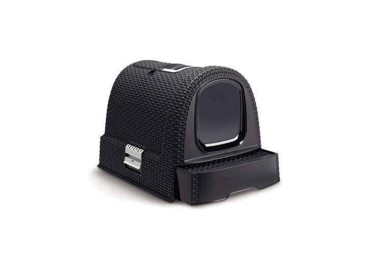 Lettiera Gatto Curver Litter Box Vimini Rattan Finto  Filtro al Carbone Paletta Igienica Grigio