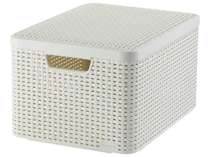 Cestino Curver, multiuso, con coperchio, crema, stile Rattan L