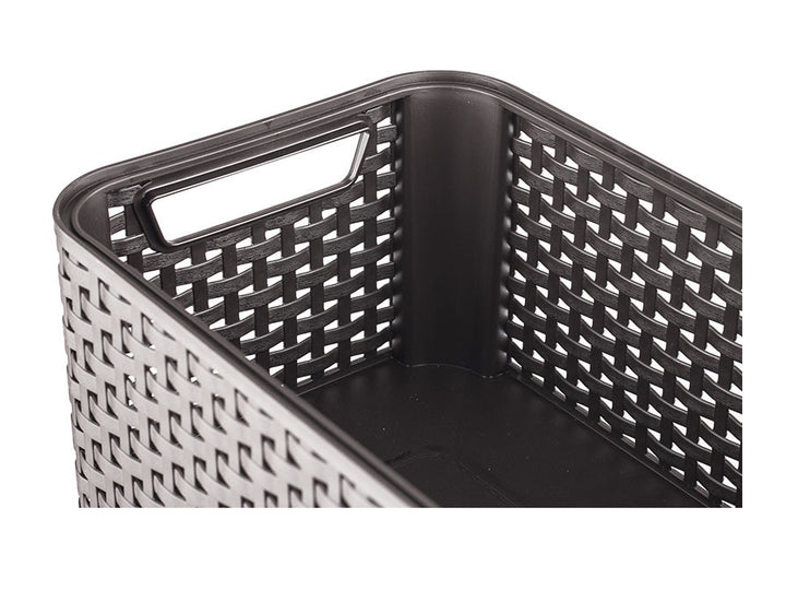 Cestino Curver, multiuso, con coperchio, marrone scuro, Rattan Style L