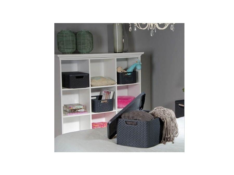 Cestino Curver, multiuso, con coperchio, grigio, Rattan Style L