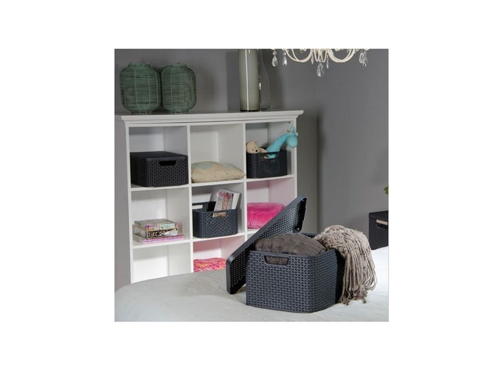 Cestino Curver, multiuso, con coperchio, grigio, Rattan Style L