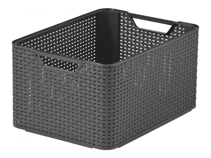 Cestino Curver, multiuso, con coperchio, grigio, Rattan Style L