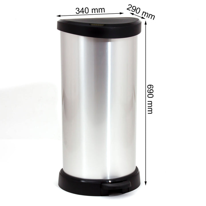 Bidone della spazzatura 40 litri con pedale argento Curver
