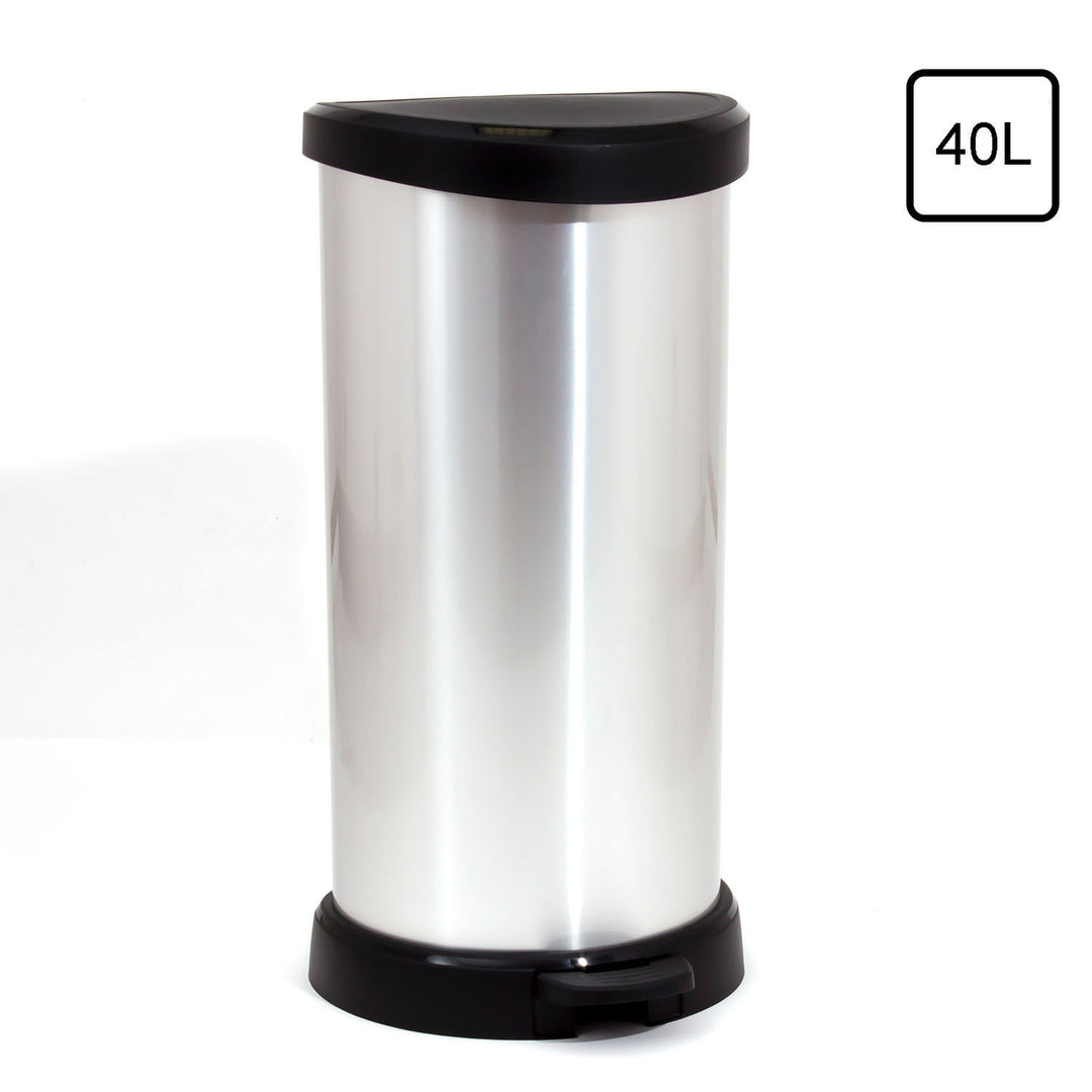 Bidone della spazzatura 40 litri con pedale argento Curver