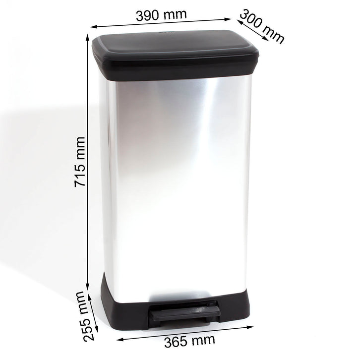 Pattumiera CURVER capienza 50L colore argento con pedale