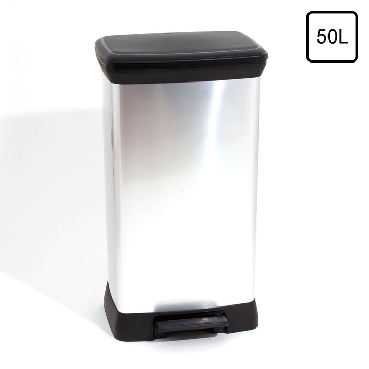 Pattumiera CURVER capienza 50L colore argento con pedale
