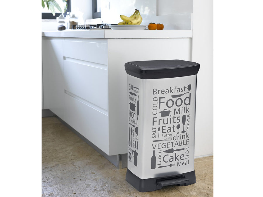 Pattumiera da cucina Curver a pedale, design argento, 50 L