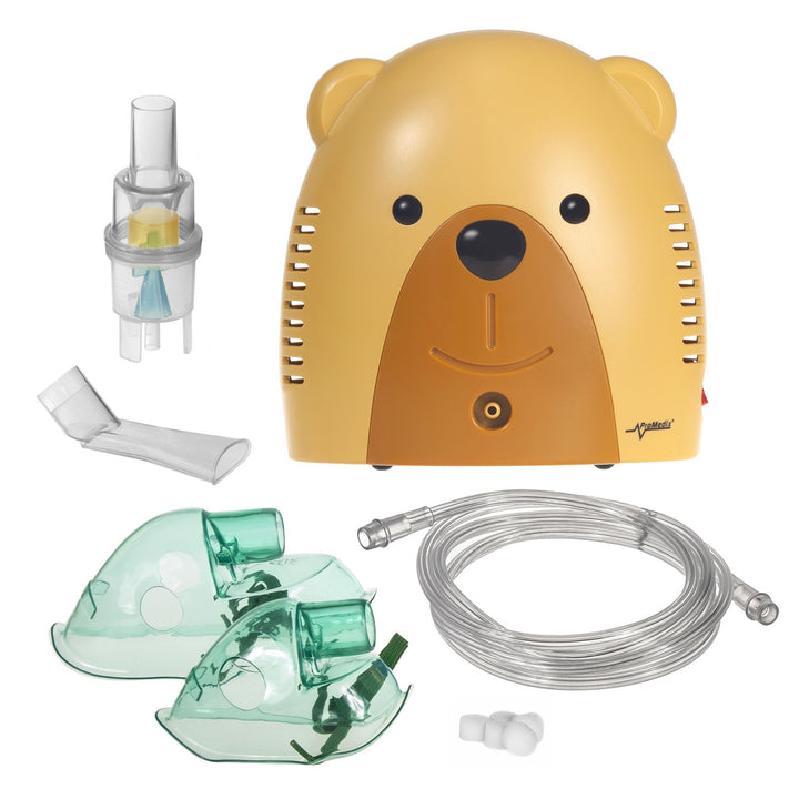 Inalatore per bambini Promedix PR-811 misiek, set nebulizator, maschere, filterski
