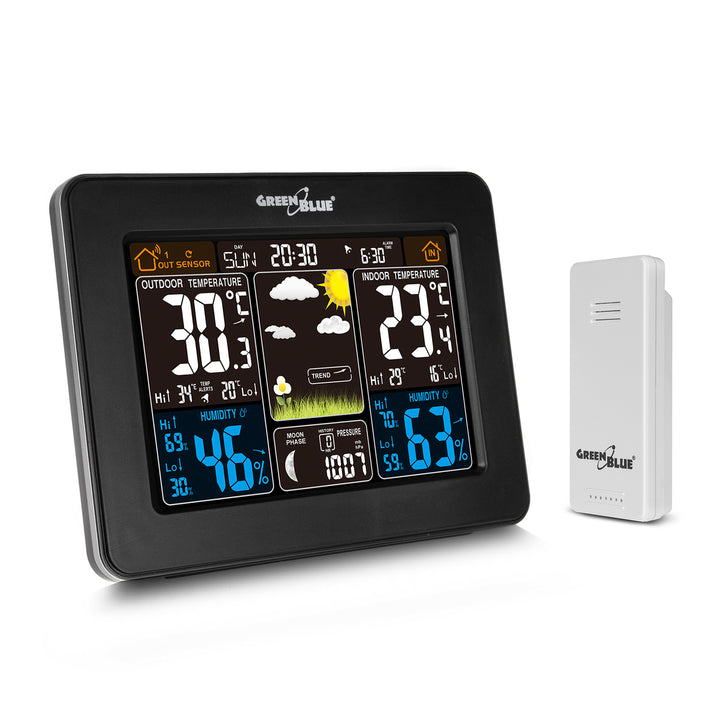 GreenBlue GB523 Stazione Meteorologica a Colori Wireless WIFI DCF Fasi Lunari