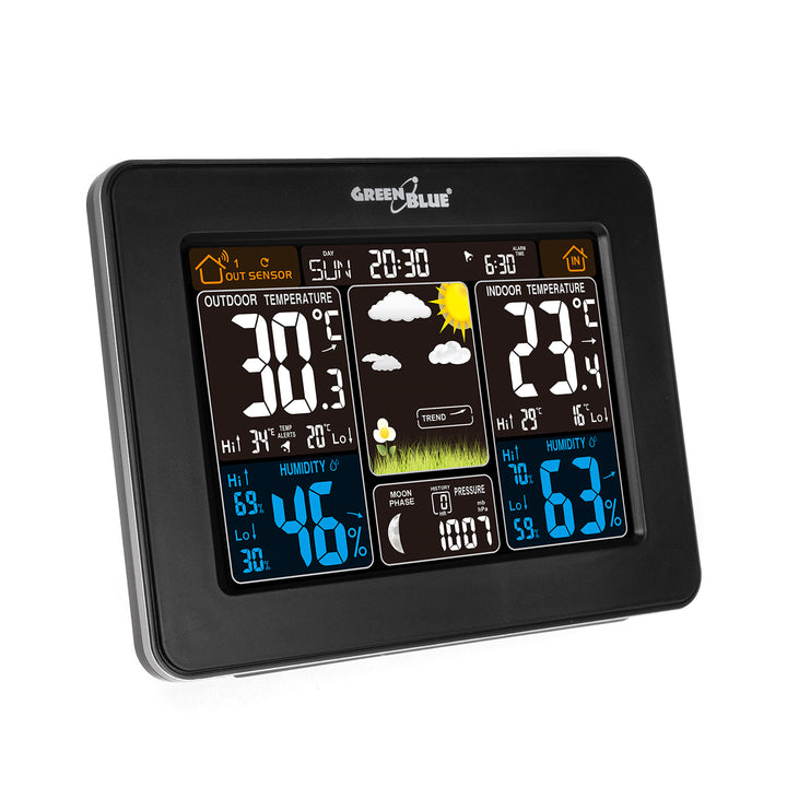 GreenBlue GB523 Stazione Meteorologica a Colori Wireless WIFI DCF Fasi Lunari